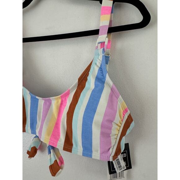 NWT California Waves Colorful Striped Swimsuit Top Size Large - Picture 3 of 5